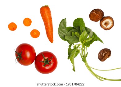 Vegetable ingredients Tomato Carrot Mushroom Spinach