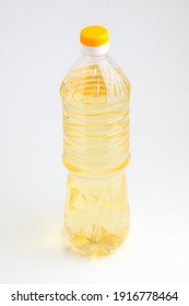 Vegetable Oil Bottle On Isolated White Background

