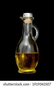 Vegetable Oil In A Glass Flask On A Black Background