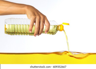 Vegetable Oil Pouring On Vegetable Oil Background