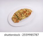 vegetable omelette isolated on white background 