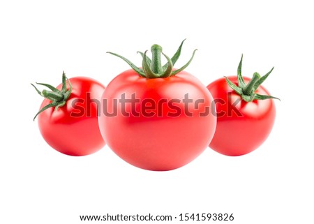 Vegetable pattern of red tomatoes on white background. Flat lay, top view. Food background.