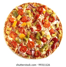 Vegetable Pizza Vegetarian On White Background Isolated