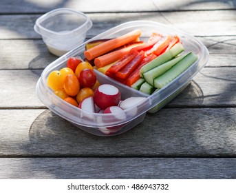 Vegetable Platter/ CruditÃ©s, Vegetables In Plastic Container, Healthy Eating Concept