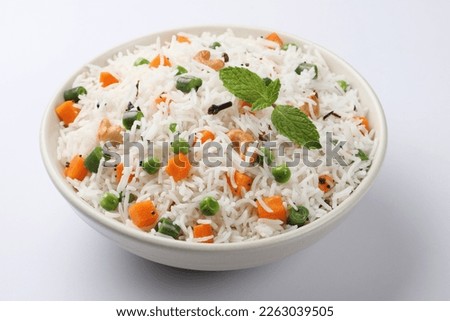 vegetable pulao cooked with basmati rice, an Indian meal