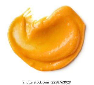 vegetable puree isolated on white background, top view