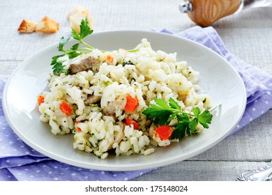 Vegetable Risotto With Mushrooms, Food Closeup