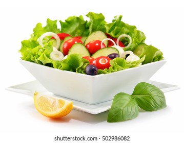 Vegetable Salad Bowl Isolated On White Background