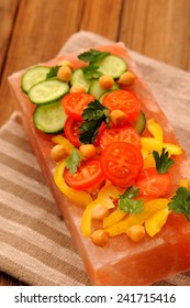 Vegetable Salad On Pink Salt Block