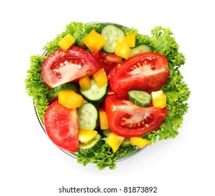 Vegetable Salad On Plate Isolated On White