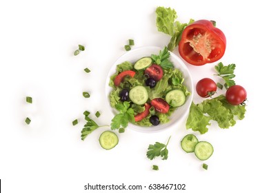 Vegetable Salad On A Plate On A White Background