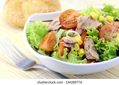 Vegetable Salad With Tuna In A Bowl