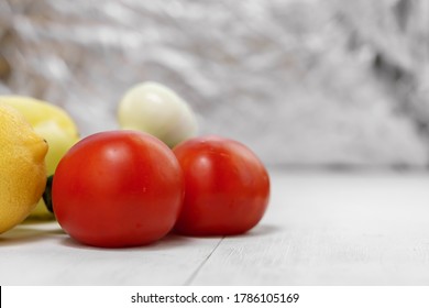 vegetable set. tomatoes and lemon