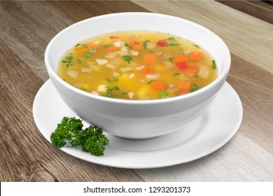 Vegetable soup isolated on a white background