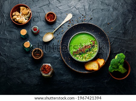 Similar – Image, Stock Photo Fresh Cream of Broccoli Soup