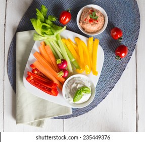 Vegetable Sticks With Herb And Tomato Dip.