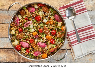 vegetable succotash with assorted root veggies