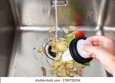Vegetable Waste In The Kitchen Sink, Garbage Shredder,food Waste