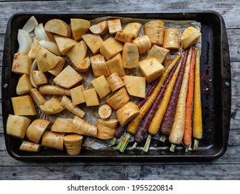 Vegetables Carrots Parsnip roasting preparation