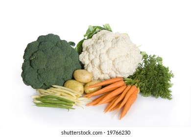 vegetables, composition on white background