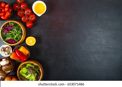 Vegetables For Dietary Catering On Black Background