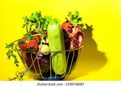 Vegetables With Fruits Very Healthy Food Close Up 