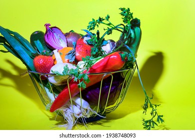 Vegetables With Fruits Very Healthy Food Close Up 