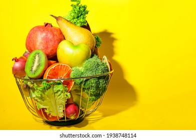 Vegetables With Fruits Very Healthy Food Close Up 