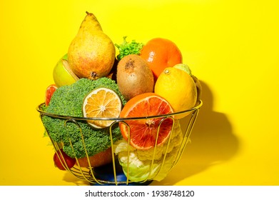 Vegetables With Fruits Very Healthy Food Close Up 