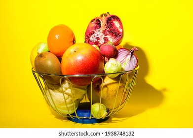 Vegetables With Fruits Very Healthy Food Close Up 