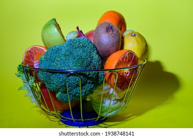 Vegetables With Fruits Very Healthy Food Close Up 