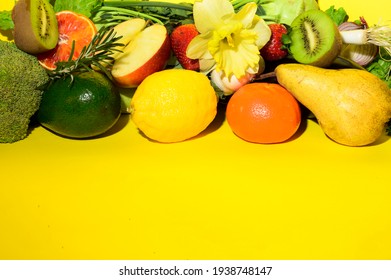 Vegetables With Fruits Very Healthy Food Close Up 