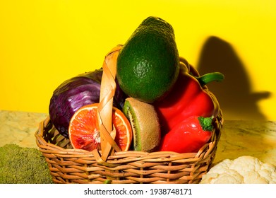 Vegetables With Fruits Very Healthy Food Close Up 