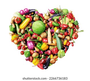 Vegetables of heart form isolated on a white background - Shutterstock ID 2266736183