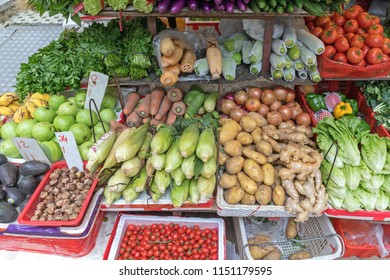 Vegetables Market Stall In Soho Hong Kong