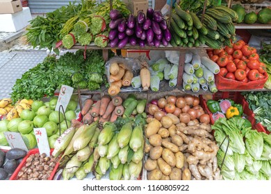 Vegetables Market Stall In Soho Hong Kong