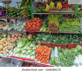 Vegetables Market Stall In Soho Hong Kong