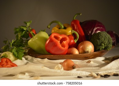 vegetables on baskets