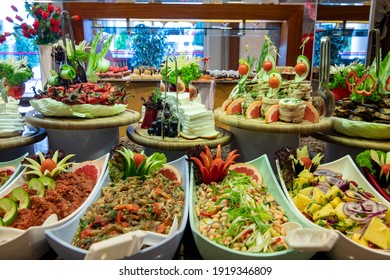 Vegetables On The Open Buffet.Salad Bar.