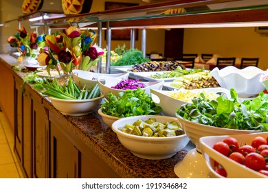 Vegetables On The Open Buffet.Salad Bar.