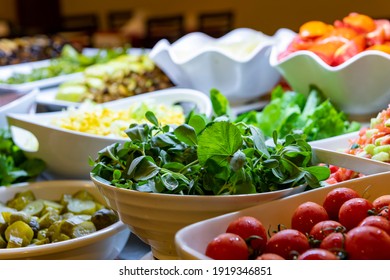 Vegetables On The Open Buffet.Salad Bar.