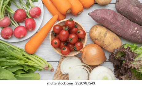A lot of vegetables on the table.
