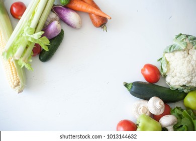 vegetables on white table
