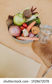 Vegetables Served Outdoors, Ready To Be Prepared In A Cooking Class