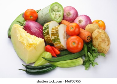 Vegetables Used In Sambar Dish.South Indian Cuisine.