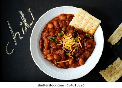 Vegetarian Bean Chili Bowl , Top Down View