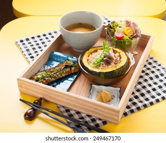 Vegetarian Bento Set In Wood Box.