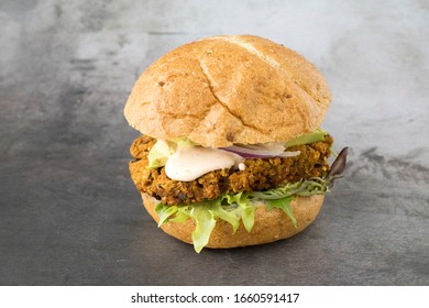 Vegetarian Black Bean Quinoa Burger With Avocado