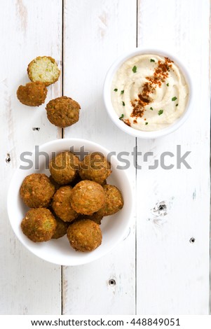 Similar – Foto Bild Falafel und Gemüse auf weißem Holzgrund