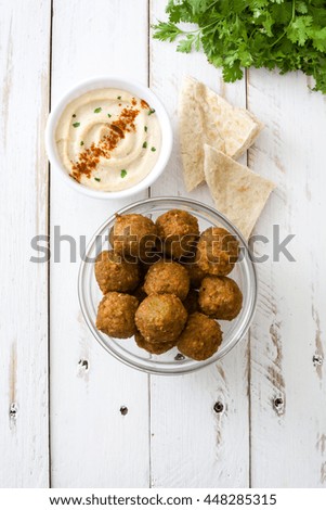 Similar – Foto Bild Falafel und Gemüse auf weißem Holzgrund